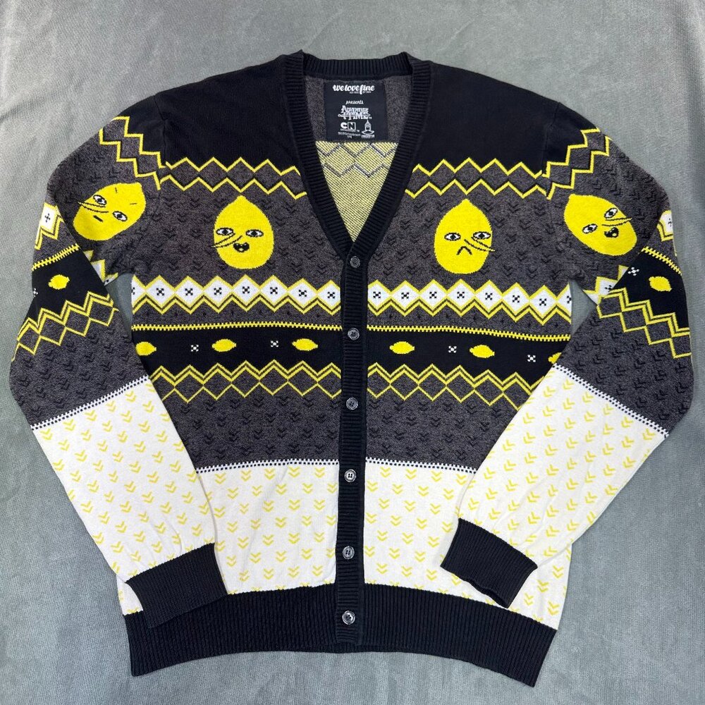 RARE Adventure Time WeLoveFine Earl of Lemongrab Knit Cardigan size L